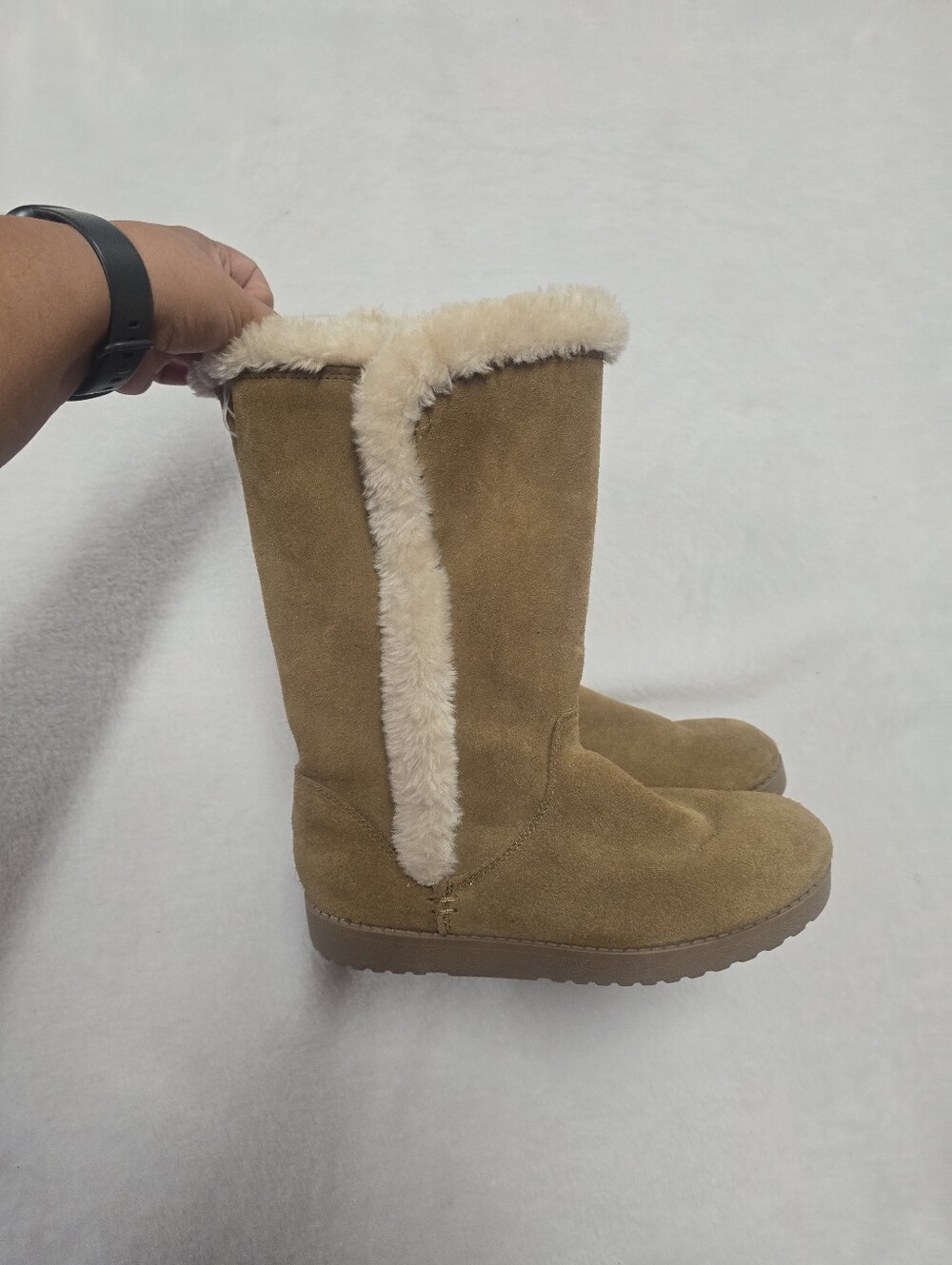 Target Womens Faux Fur Lining Brown Genuine Suede Winter Boots RN 17730 Size 7